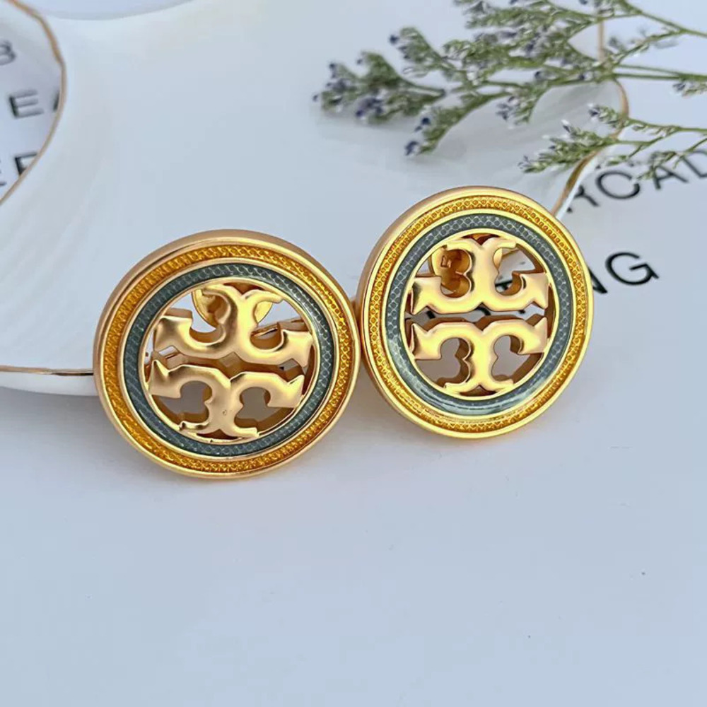Tory Burch Enamel Initial Stud Earrings
